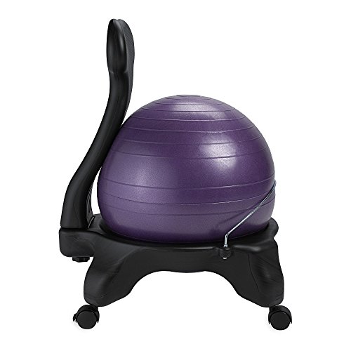 Gaiam Classic Balance Ball Chair  Exercise Stability Yoga Ball Premium Ergonomic Chair for Home and Office Desk with Air Pump, Exercise Guide and Satisfaction Guarantee, Purple