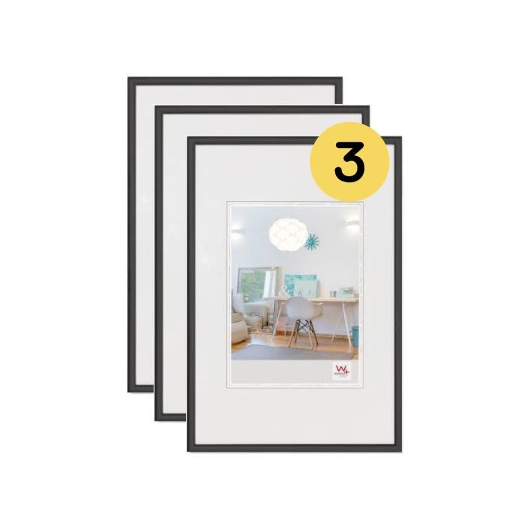 walther Design Picture Frame Black 15 x 20 cm 3-Pack, New Lifestyle Plastic Frame KV520B3