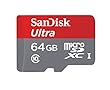 SanDisk Ultra 64GB microSDXC UHS-I Card with Adapter, Grey/Red, Standard Packaging (SDSQUNC-064G-GN6MA)