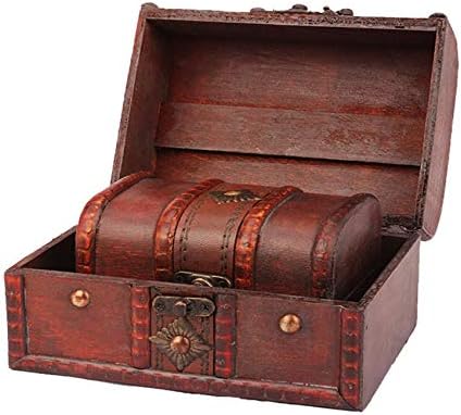 Vertily Jewelry Storage,Jewelry Box Vintage Wood Handmade Box with Mini Metal Lock for Storing Jewelry,Home Decor Household Storage,Jewelry Box Wooden Box Housekeeping Organizers