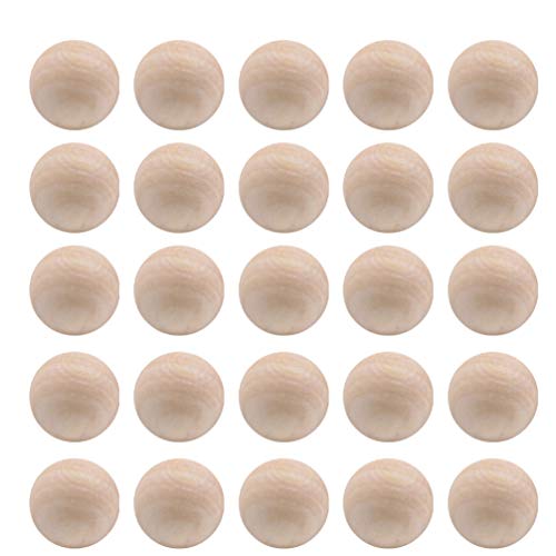 EXCEART 50 palline di legno incompiute da 20 mm per fai da te, perline di legno con foro per graffiti, pittura, accessori per la creazione di gioielli (colore legno)