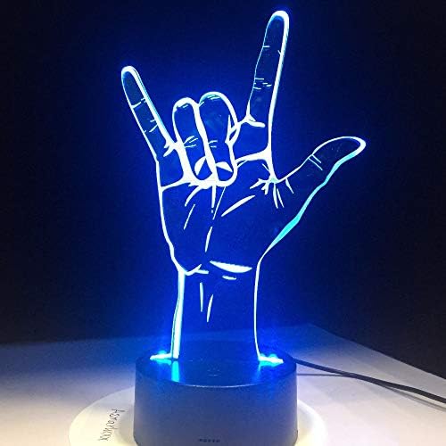 KangYD I Love You Sign Language LED Night Light,Party Decor,Visual Lamp,Alarm Clock Base 7 Color,Atmosphere Lamp,Atmosphere Lamp,Table Lamp [Energy Class A+++]