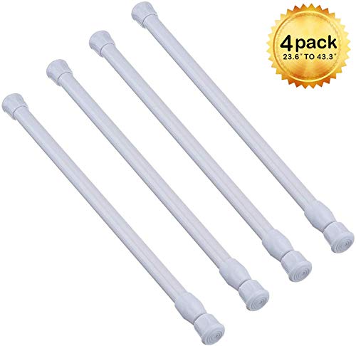 AIZESI 6PCS Tension Rods Spring Rod 16 to 28 inch Tier Valance Curtains Rod for Kitchen Window Bathroom (23.6"-43.3"/60-110-4PCS)
