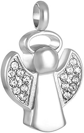 Peerless Pieces Urn Necklace Cremation Memorial Keepsake Stainless Steel 20" Angel Crystal #93