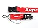 Urban Fashion Streetwear Lanyard, Neck Strap Keychain Holder for Keys, Phones, Bags, Accessories (Red w/White Letters)