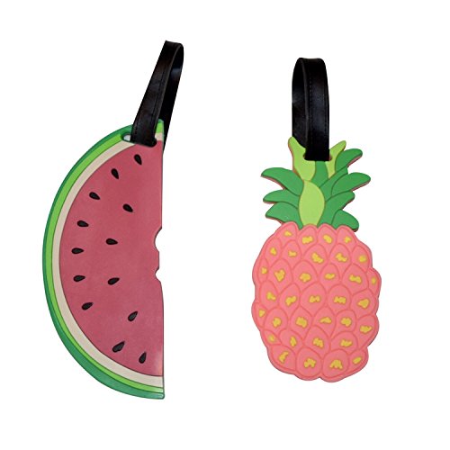 Unique Luggage Tags for Womens Travel: Watermelon and Pineapple Luggage tags for Suitcase (Pineapple and Water