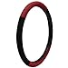 OxGord 3pc Set Flat Cloth Mesh Steering Wheel Cover Seat Belt Pads, Universal 15 Fits Most Car, SUV, Van Trucks - Red Black