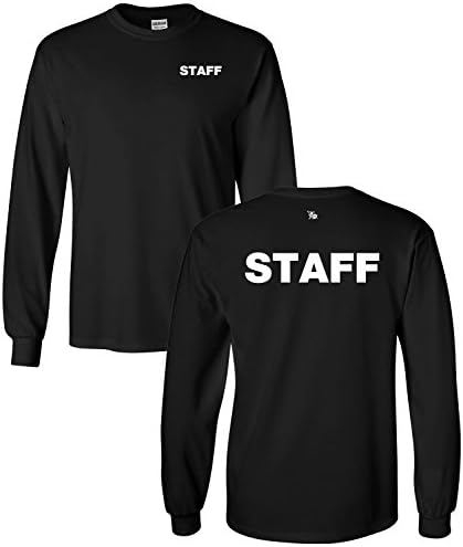 Staff T-Shirt Long Sleeve Silkscreen Front &amp; Back Ultra Cotton 13631 (X-Large, Black)