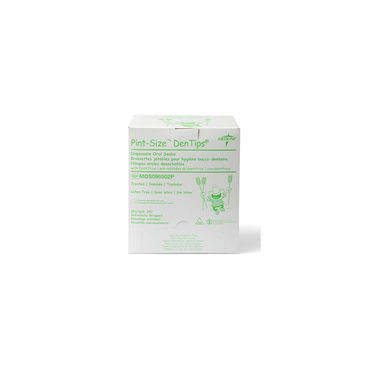 Medline MDS096502 Dentips Mint Treated Oral Care Swabs