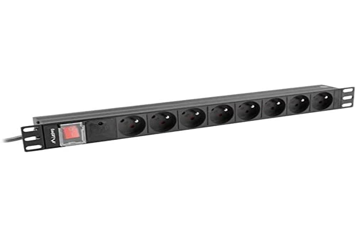 REGLETA LANBERG 1U 16A 7X SCHUKO Rack 19" 2M Black