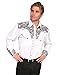 Scully Men's Pewter-Tone Embroidery Retro Western Shirt White Large