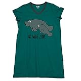 LazyOne Womens No Wake Zone Manatee Nightshirt V Neck