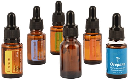 Year of Plenty Glass Eye Droppers for 15ml Essential Oil Bottles - Set of 6 - Black - Compatible with doTERRA and Young Living 15ml Bottles (6)