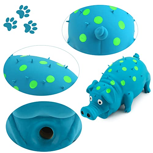 POPLAY Squeaky Pig Dog Toys, Blue Latex Grunting Pig Dog Toy, Anxiety Relief for Dog Puppy Chew Toys,Dog Squeeze Toy