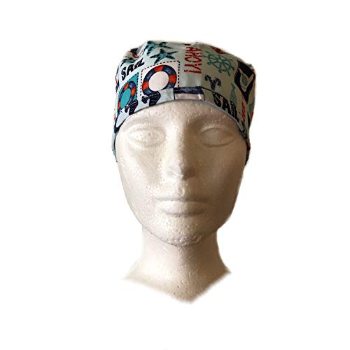 Unisex Mens Tie Back Scrub Cap Surgical Cap Nautical - Thumbnail 2