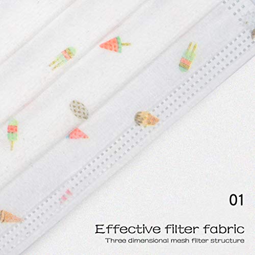 20/50 PCS Disposable Face Protection, Children 3-Layer Breathable Dust-Proof Cover with Elastic Earhook (White-20PCS)