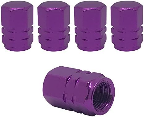 Threethreetwo Stylish Anodized Hexagon Car Tire Valve Stems Cap Set ( 4pcs = 1 set) 8 Color Options (Purple)
