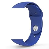 HuanlongTM New Soft Silicone Sport Style Replacement Iwatch Strap Band for Apple Wrist Watch Series 1 Series 2 (Royal Blue 42mm S/M)