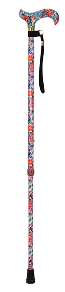 Aidapt Floral Adjustable Height Lightweight Walking Stick with Anti Slip Ferrule Foot to Aid Stability and Confidence when Walking Supplied with a Hanging Carry Strap