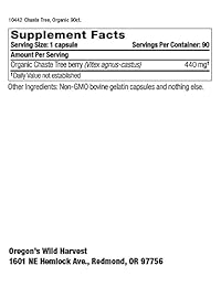 Oregon 's Wild Harvest Chaste Árbol Suplemento de hierbas orgánico, 90 Count