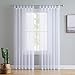 HLC.ME White Tab Top 54 inch x 84 inch Long Window Curtain Sheer Voile Panels for Living Room & Bedroom, Set of 2