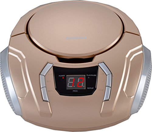 Sylvania Portable CD Boombox with AM/FM Radio (Champagne)