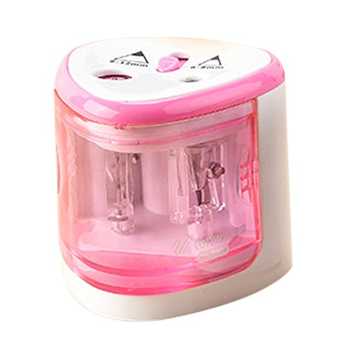 Double-hole Tub Portable Electronic Pencil Sharpener with Battery For Kids, Students (Batteries not included)