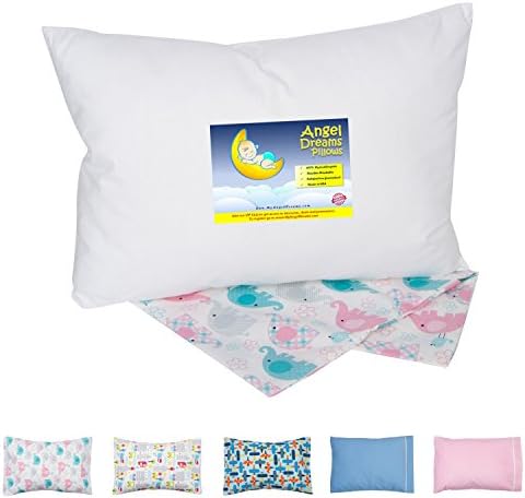 Angel Dreams Toddler Pillow 13x18 Bundle with Tailored Pillowcase (Elephants Theme)