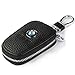 car Key Chain Keychain,Genuine Leather Car Smart Key caseKey Chain Keychain Holder Metal Hook and Keyring Zipper Bag for Remote Key Fob (bw)