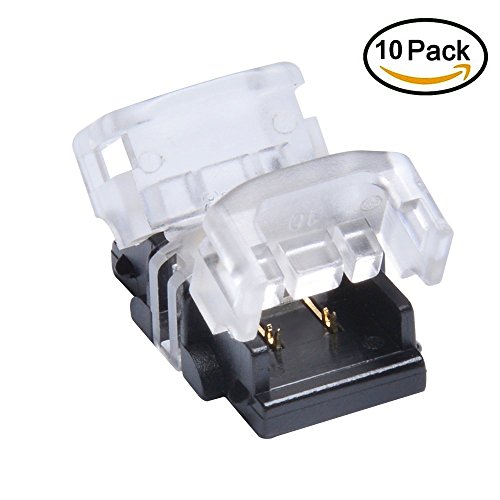 QIJIE 3528 LED Light Strip Connector,8mm Board-to-Board Tape Light Splicer 2 Pin for Single Color, IP20 NON-WATERPROOF Middle Connection, Pack of 10 PCS