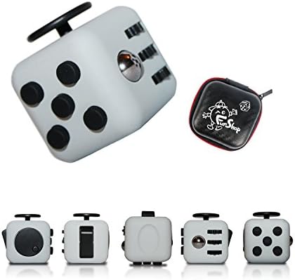 Fidget Toy Fun Cube Relieves Stress And Anxiety for Children and Adults (G/BK Cube+Case)