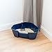 IRIS USA Large Corner Cat Litter Box with Scoop, Open Top High Sided Kitty Litter Pan, Navy