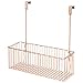 mDesign Metal Over Cabinet Bathroom Storage Organizer Holder or Basket - Hang Over Cabinet Doors - Holds Shampoo, Conditioner, Body Wash - Strong Steel Wire - Rose Gold
