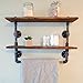 Industrial Retro Wall Mount Pipe Bathroom Shelf,Bathroom Towel,Cloth Holder,Reclaimed Wood Pipe Shelf Pipe Shelves and Towel Holder,Floating Shelves,Bathroom Decor,Towel Storage, Towel Rack (2 Tier)