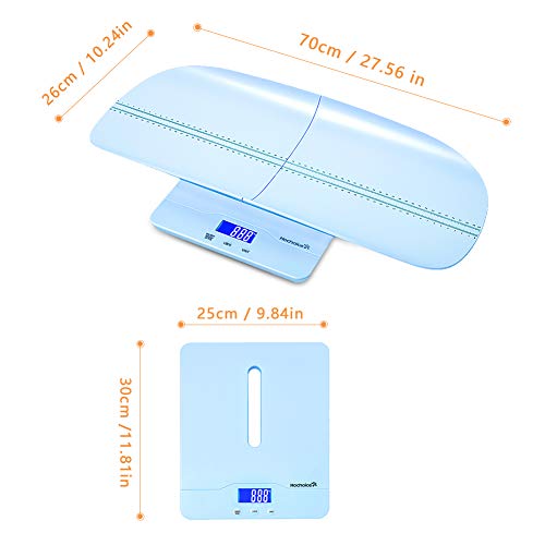 Hochoice Baby Scale Digital Pet Scale Multi-Function High Precision Electronic Scale, Infant Scale with Hold Function, 220 Pounds (lbs) Capacity, Accurate to 10g,Height Measurement Range 46-60cm-Blue