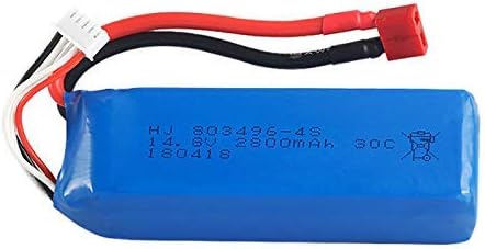Qsmily Upgrade 14.8V 2800mAh 30C Lipo Battery with T Plug for Feilun FT010 FT011 RC Boat