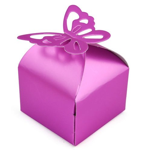 Accessotech 50 Pieces Wedding Favour Boxes Bridal Showers Parties Gift Bags Table Decorations Cater Birthday Sets (Purple)