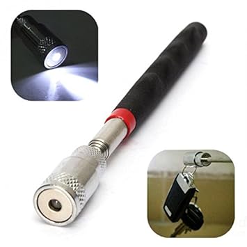 Mini Portable LED Light Telescopic Magnetic Pen Handy Tool/Extendable Rod Stick for Picking up Nuts Bolts (80 cm)