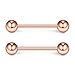 Ruifan 316L Stainless Steel Tongue Nipple Shield Barbell Ring Bar Body Piercing Retainer 14G 14mm 2PCS (Rose Gold)