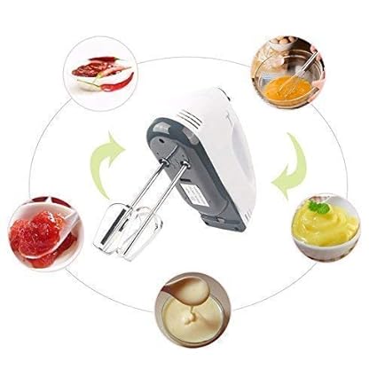 Delcy Electric Hand Mixer and Blenders with Chrome Beater and Dough Hook Stainless Steel Attachments - Speed Setting - Beater for Cake Egg Bakery