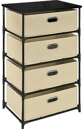 Altra 4 Drawer Canvas and Metal Storage, 7775096, Natural and Black