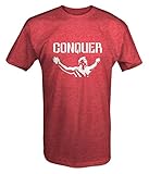 Arnold Quote Conquer Pose Gym Lifting Crossfit Workout T shirt - Large