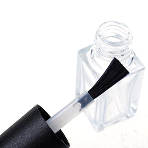 5 PCS 3ML Empty Transparent Glass Square Bottom Shape Nail Polish Clear Bottles with Balck Cap and Soft Brush for Travel and Home