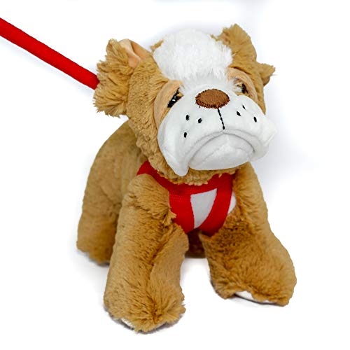 FunStuff Stuffed Animal Plush Toy Bulldog Brown Dog on a Retractable