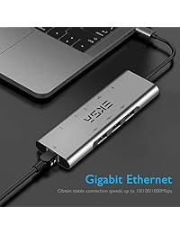 EKSA USB C Hub, 9 en 1 USB Tipo C adaptador multipuerto para MacBook Pro 2018, 2017, 2016, Apple MacBook Air 2018, 4K USB C a HDMI, 3 USB 3.0 y 1 USB 2.0, Gigabit Ethernet, lector de tarjetas SD   TF