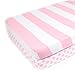 Pack N Play Playard Sheet Set - 2 Pack - Fitted, Soft Jersey Cotton Portable Crib Sheet - Baby Bedding in Pink Stripes & Polka Dots by Mumby
