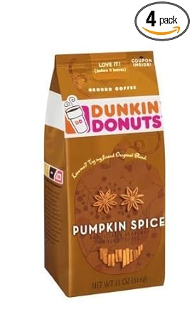 Amazon Com Dunkin Donuts Pumpkin Spice Ground Coffee Pack Of 4 Grocery Gourmet Food