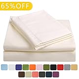 Balichun Bed Sheets Set Hotel Luxury Platinum Collection 1800 Series Bedding Sheet Set Deep Pockets Wrinkle & Fade Resistant Hypoallergenic-4 Pcs(Queen, Ivory)
