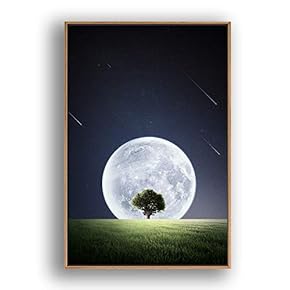 Framed Canvas Wall Art for Living Room, Bedroom Moon with Bright Canvas Prints for Modern Home Decoration Ready to Hang - 16"x24" inches