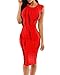Cfanny Women's Tie Dye Print Back Cutout Bodycon Midi Dress,Red,Medium